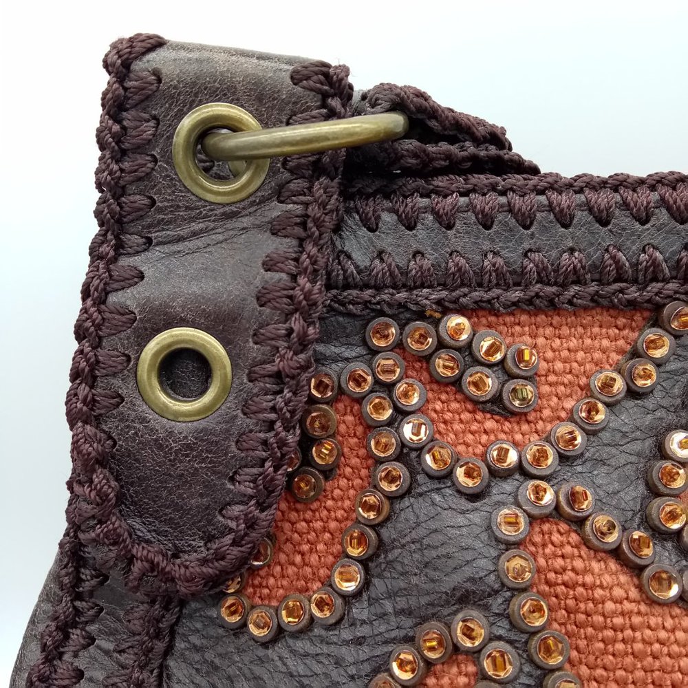 Vintage Isabella Fiore Brown Beaded Leather Purse - Picture 4 of 15